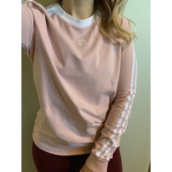 Small, Adidas, Essentials blush beige 3 stripe long sleeve - Picture 12 of 14